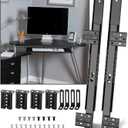 14" Keyboard Slide Heavy Duty Ball Bearing Slides Computer Tray Under Desk Rails Rack Cabinet Furniture Drawer Hardware Accessories with Adjustable Height Bracket & L Extension Support Bracket (Black)