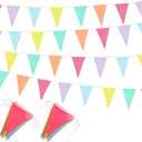Preboun 164 Feet Pastel Pennant Banner Bunting Pennant Banner Garland 120 Pcs Pastel Triangle Flags on a String for Baby Shower Birthday Graduation Wedding Hanging Decorations(Unicorn Color)