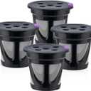 4pcs Reusable K Cups 5-Hole Design Coffee Filter K Cup Universal for MultiStream Coffee Makers, Compatible with K-Supreme, K-Supreme Plus and K-Slim (Black)