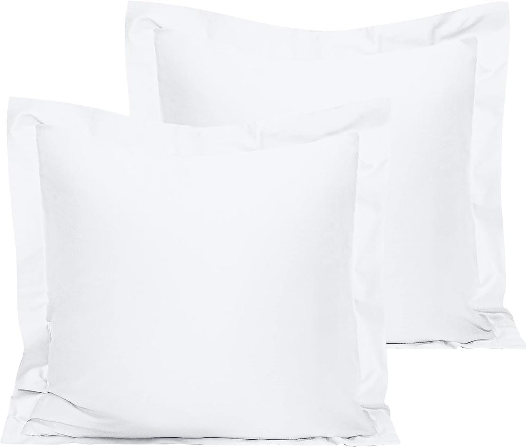 Euro Pillow Shams Pack of 2, 500 Thread Count 100% Egyptian Cotton Euro Pillow Shams, Super Soft and Breathable European Throw Pillow Covers, Square Pillow Cases, 26x26 Inches, White