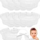 Yahenda 10 Pack Muslin Baby Bibs - White Bandana Drool Bibs, Absorbent Teething Cotton Cloths With Adjustable Straps for Unisex Newborn Infant Toddler, 0-2 Years Old