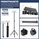 Telbum DJ Lights Stand for Parties - Professional 5in1 LED DJ Lighting System with Stand, DMX512, Sound Activated Stage Lights Package for Wedding Live Band Disco Club Gig Bar Booth Show Events