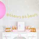 LINGTEER Arrows or Bows Gold Glitter Cursive Script Bunting Banner Baby Shower Gender Reveal Boy or Girl Party Decoration Table Wall Sign - NO DIY REQUIRED.