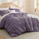 Bedsure Boho Duvet Cover Queen Size, Soft & Comfortable Elegant Design Boho Bedding for Decoration, Machine Washable Comforter Cover for All Seasons,Includes 1 Duvet Cover & 2 Pillow Shams,Purple