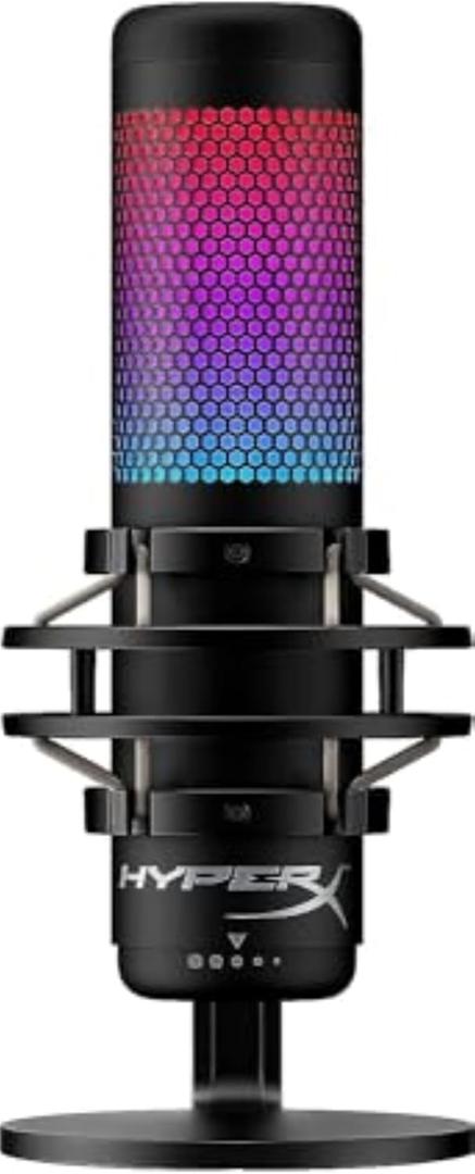 HyperX QuadCast S  RGB USB Condenser Microphone for PC, PS4, PS5 and Mac, Anti-Vibration Shock Mount, 4 Polar Patterns, Pop Filter, Gain Control, Gaming, Streaming, Podcasts, Twitch, YouTube, Discord (Black)