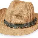 Wallaroo Hat Company Womens Tahiti Cowboy  Raffia Straw Sun Hat, Wide Brim, Western Style, Adjustable, Natural Fiber (Medium, Sage)
