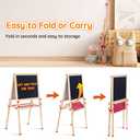 Wooden Adjustable Easel for Kids,Quick-Fold Kids Easel with Paper Roll&Accessories, Double Sided Painting Easels for Toddlers 3,4,5,6,7,8,9,10 Years,Perfect Painting Gifts&Supplies for Boys&Girls