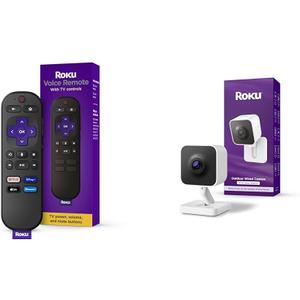 Roku Voice Remote Bundle Compatible With TV, Players, Audio + New Outdoor Camera 2024 - Home Security - IP65 Weather Resistant Wired 1080p HD