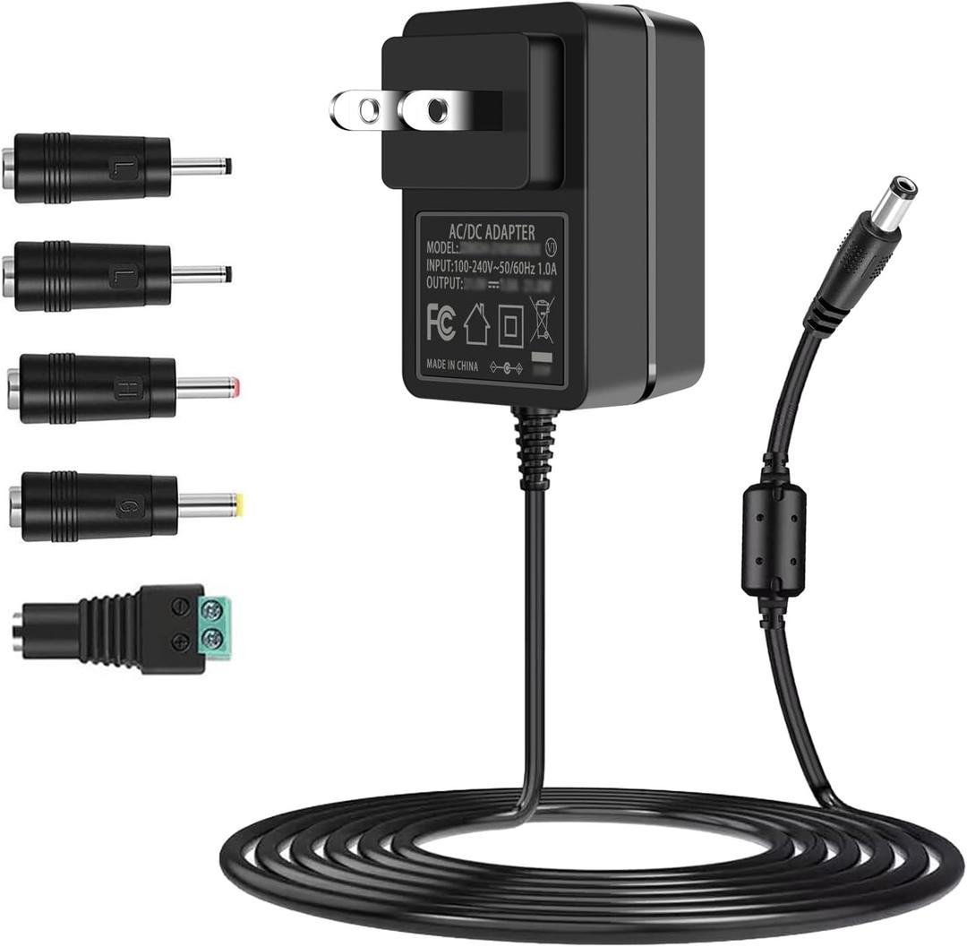18V 1A Power Adapter Center Positive, AC 100-240V to DC 18Volt 1000mA Universal Power Supply Cord, fit for 18V Electronics (Not for Battery Charger), with 5 Tips.