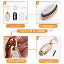 vehicleloong Key Fob Cover Case Shell Keychain for Nissan Rogue Sentra Altima Pathfinder Frontier Kicks Murano Versa Maxima Infiniti Accessories Accessory Girly Women, 4 Button, White Gold, TPU