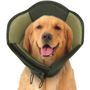 SUNFURA Dog Cone - Soft Cone for Dogs to Stop Licking, Pet E-Collar Alternative After Surgery, Adjustable Pet Recovery Collar for Wound Healing, Army Green Large