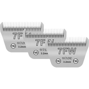 3 Pack, 7 Wide Blades for Dog Grooming, Compatible with Andis, Oster A5, Wahl km10 Clippers, Cutting Length 1/8"