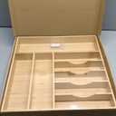 Umilife Large Kitchen Drawer Organizer, 19"x19" Silverware Utensils Organizer, 2.5" High for Large Deep Drawers, Bamboo Flatware Holder with Thick Frames, Sturdy Kitchen Organization Tray (19 x 19 inch (8 Slots))