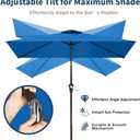 6.5' x 10' Rectangular Patio Umbrella Large Outdoor Market Umbrella w/UV Protection, Push Button Tilt and Crank Lift, Rectangle Table Umbrella for Garden, Deck, Pool, Patio, Royal Blue