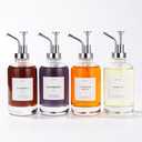 MoliMoli Coffee Syrup Dispenser for Coffee Bar, Coffee Pump Dispenser, Glass Syrup Bottle w. Pump, Maple/Coffee Syrup Bottles, Syrup Dispenser Set of 4, w. Labels, Siver (Silver)