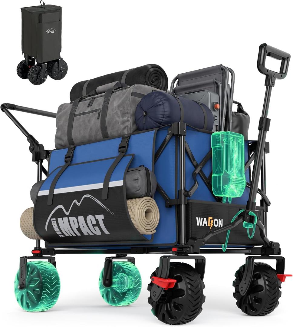 Push & Pull Electric Wagon Cart Foldable with 24,000mAh Removable Battery