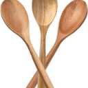 Wooden Spoons for Cooking, Healthy Acacia Wood Spoon Scoops, Kitchen Serving Spoon Set of 3, Food Servers Ladle, Cooking Utensil For Soup Stirring, Salad Servers