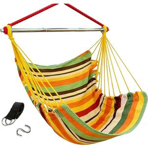 MEI&CO Hammock Chair Swing for Bedroom & Outdoor - 500LBS Capacity Heavy-Duty Hanging Chair with Steel Spreader Bar & Anti-Slip Design | Indoor/Outdoor Hammock Swing with Straps (Orange Yellow)