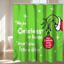 Christmas Shower Curtain and Ring Set, Green Shower Curtain with 12 Plastic Hooks for Bathroom Winter Holiday Xmas Decoration 72" x 72" (Green3)