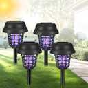 Solar Bug Zapper Outdoor Waterproof Solar Powered Mosquito Zapper Repellent Outdoor Patio,Cordless & Auto On/Off Small Fly Insect Zappers for Garden Backyard Gnat Bug Lamp for Outside,4 Pack Black
