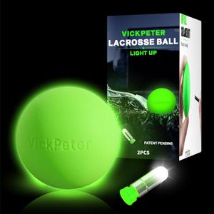 Glow in the Dark Lacrosse Ball - Night Practice & Training Equipment for All Ages | 2 Pack Official Size & Weight | Indoor/Outdoor Lacrosse Ball with Led Lights | Ideal Sports Gifts for Boys/Girls (Green)