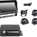 1080P Waterproof Night Vision AHD Car Dvr 4 Camera+4CH SD Truck Bus Taxi Video Recorder Mdvr+7Inch Car Monitor for Car Security (Color : MDVR Kits 32G SD)