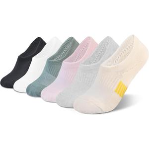 Marchare Women No Show Socks Low Cut Invisible Cushioned Socks 8-11 Ankle Athletic Sock For Women With Grips Mix (6 Pack)