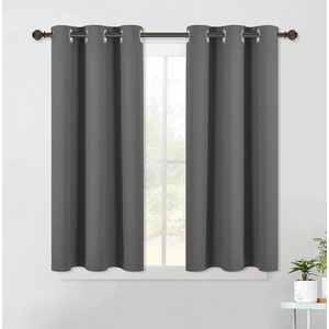 NICETOWN Grey Kitchen Blackout Short Curtain Panels for Bedroom, 45 Inch Long Thermal Insulated Grommet Top Blackout Draperies and Drapes (2 Panels, W42 x L45 -Inch, Grey)