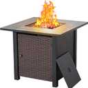 Yangming Propane Fire Pit Table, 30 Inch 50,000 BTU Square Outdoor Gas Firepit with Porcelain Tile Tabletop, Lid, Lava Rocks for Garden, Patio, Deck, Yard, Espresso Brown (QX-OL-FTABLE-EXP)