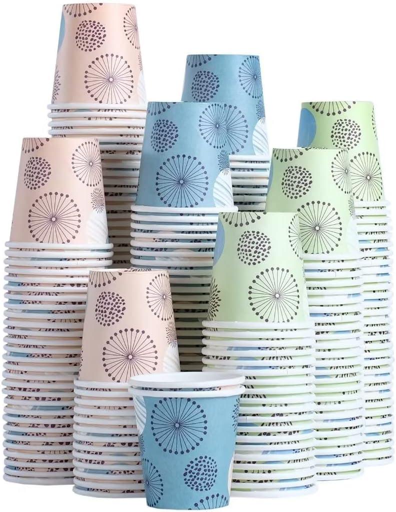 Clawsoff [300 Pack 3 oz Paper Cups, Disposable Bathroom Cups, Small Mouthwash Cups, Mini Paper Cups 3 Ounce for Bathroom (Green)