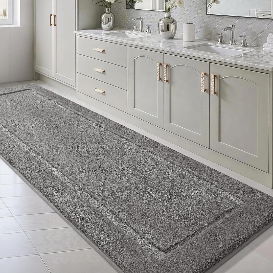 IM HOME Bathroom Rugs 59"x20", Ultra Soft Thick Plush Fluffy Microfiber Absorbent Bath Mat, Non-Slip Backing, Machine Washable Bath Mats for Bathroom Floor, Tub and Shower, Charcoal Gray (1'8" x 4'11" (Runner))