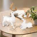 Reindeer Ornaments Statue,Reindeer Christmas Decoration,Deer Gifts for Women, Mom Gifts,Deer Decorations Applicable Home, Office,Bookshelf TV Stand, Shelf, Living Room(Origami Big, White)