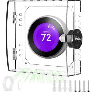 Thermostat Lock Box Upgrade Thickened Square with Combination Lock Transparent AC Lock Box Cover Suitable for Wall Thermostat Suitable for 4.724.722 inches or Smaller