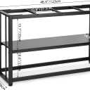 VOWNER 55-75 Gallon Fish Tank Stand - Metal Aquarium Stand, 48.4" x 14.9" x 29.5" Heavy Duty Reptile Tank Stand, Adjustable 2-Tier Fish Tank Rack Shelf for Home Office, Tank not Included, Black