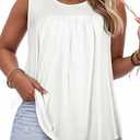 Women Plus Size Tank Top Casual Summer Tops Loose Fit Sleeveless T Shirts Trendy Crewneck Tunic Tees (White,XL)