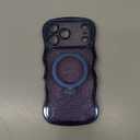 3 in 1 for iPhone 17 Pro Max Case with 360° Spin Magnetic Stand, 1X DIY Glitter Cardstock +1X Screen Protector, [Fit for Magsafe]Cute Wavy Glossy Clear Phone Cover for Women Girls 6.9", Sapphire Blue