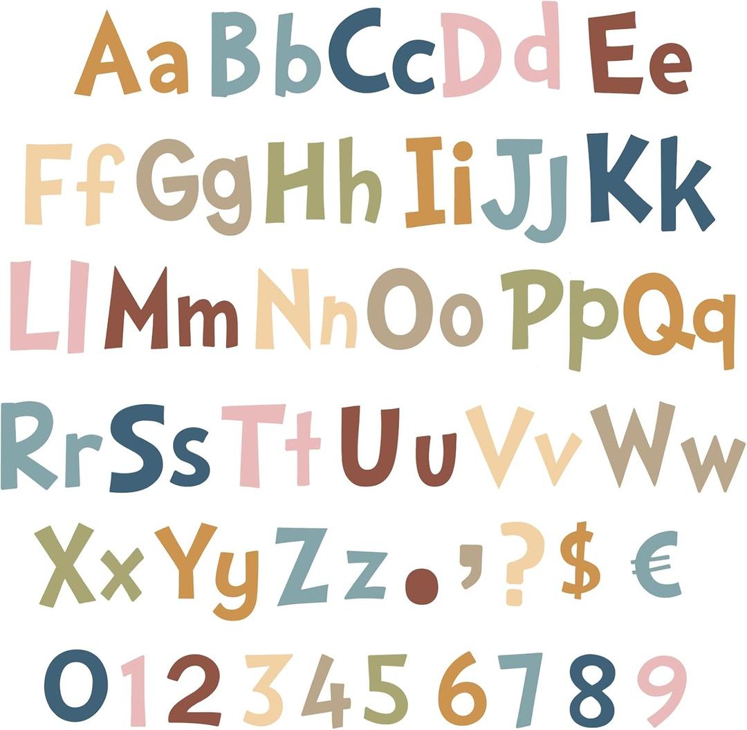 Tenare 268 Pcs 5 Inch Colorful Bulletin Board Letters Combo Set, Chalkboard Alphabet Letters Numbers, Cutouts Number Pack(Advance Color)
