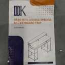 CONCETTA 48 inch Small Desk with Fabric Drawers & Storage Shelves, Computer Desk, Writing Desk for Home Office, Bedroom, Rust Brown