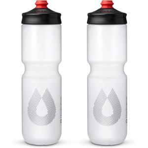 HydraPak Breakaway Surge Lightweight Bike Water Bottle 2-Pack (20oz, 25oz, 30oz) - High Flow, Cycling & Sports Squeeze Bottle (Clear)