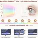 Madison Avenue TR90 Blue Light Blocking Glasses Anti Eyestrain UV Glare Blue Light Glasses for Women TV Phone Computer Gaming Eyeglasses (Black Tortoiseshell)
