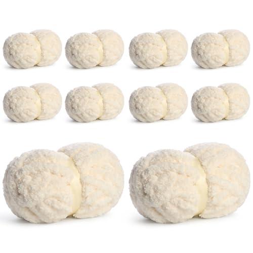 8 Pack Jumbo Chenille Yarn for Crocheting, #8Super Bulky Baby Soft Yarn for Hand Knitting, 220 yds /70.5 oz Fluffy Chunky Knit Throw Blanket Yarn (Milky White)