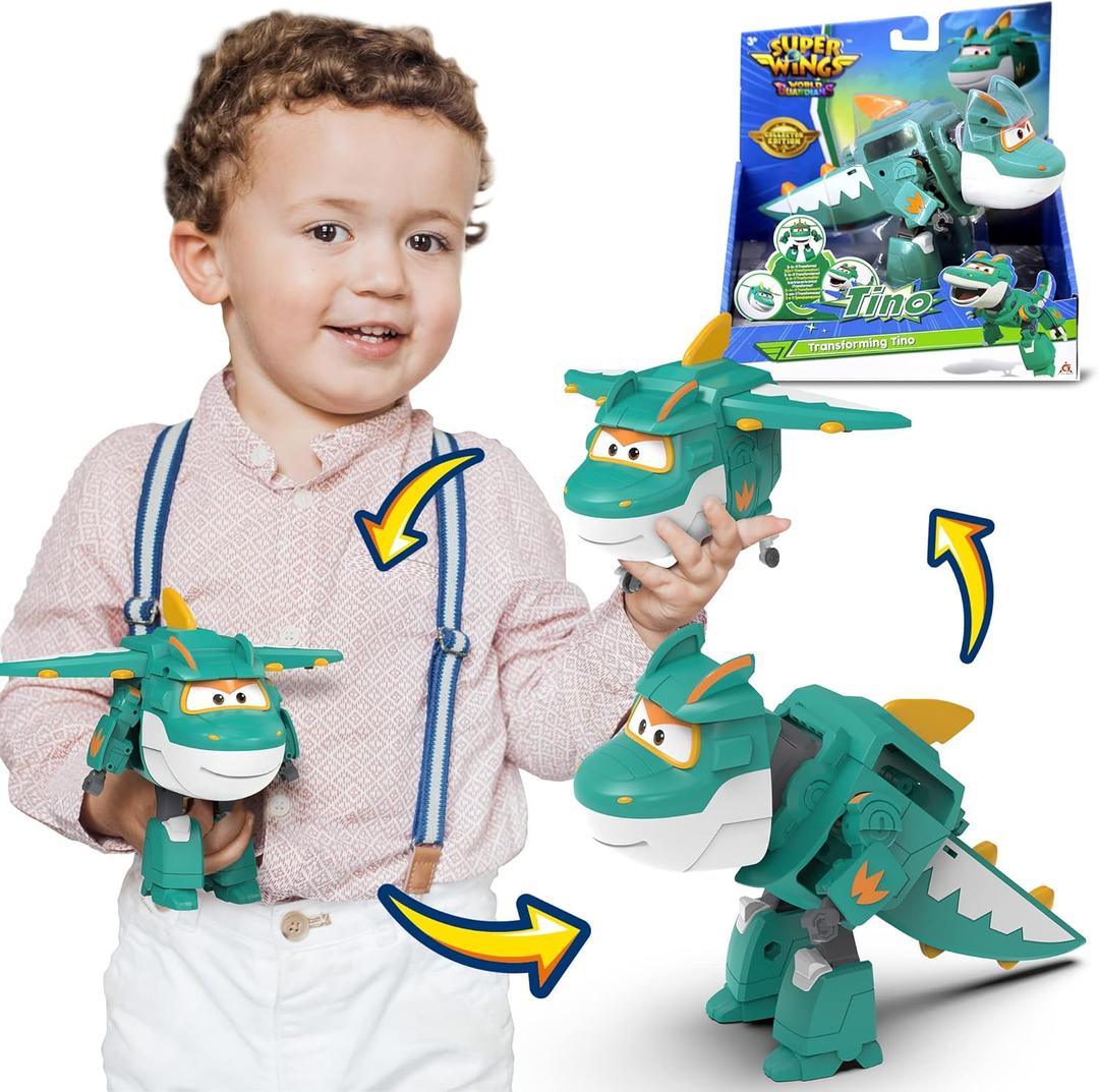 Super Wings 5 in Transformable Toys Tino, Transforming Airplane Robot for Boys and Girls, Action Figures Dinosaur Toy for Kids Age 3 4 5 6 7 8 9+