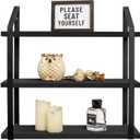 Mkono Floating Wall Shelves 3 Tier Rustic Hanging Shelf with Metal Bracket Wall Mount Wood Storage Display Shelves for Living Room Bathroom Bedroom Kitchen Office,Black (17")