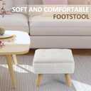 OGEMXU Storage Ottoman, Small Foot Stool Ottoman with Storage, Boucle Teddy Velvet Foot Rest with Padded Seat, Sturdy Wood Legs Stool for Living Room, Bedroom, Couch, Enterway (Cream)