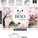 2 x Mocsicka A Little Boo is Almost Due Backdrop Banner Pink Halloween Baby Shower Decorations Backdrop Cute Ghost Castle Little Boo Baby Shower Decorations Photo Booth Props 70.8 x 43.3 Inch