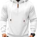 Mens Quarter Zip Hoodie Sweatshirt Warm Fleece Long Sleeve Pullover Hoodies for Men (Medium, Pure White)