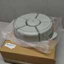 Divided Serving Tray with Lid and Handle, Portable Snackle Box Container for Fruits Snacks Charcuterie Organizer, Spinning Rounded Veggie Tray for Kitchen, Party, Travel and Picnic (6 Compartments)