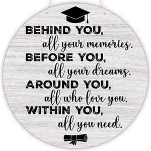 3 x Graduation Wood Hanging Door Sign, Congrats Grad Sign for House Front Door Wall, White