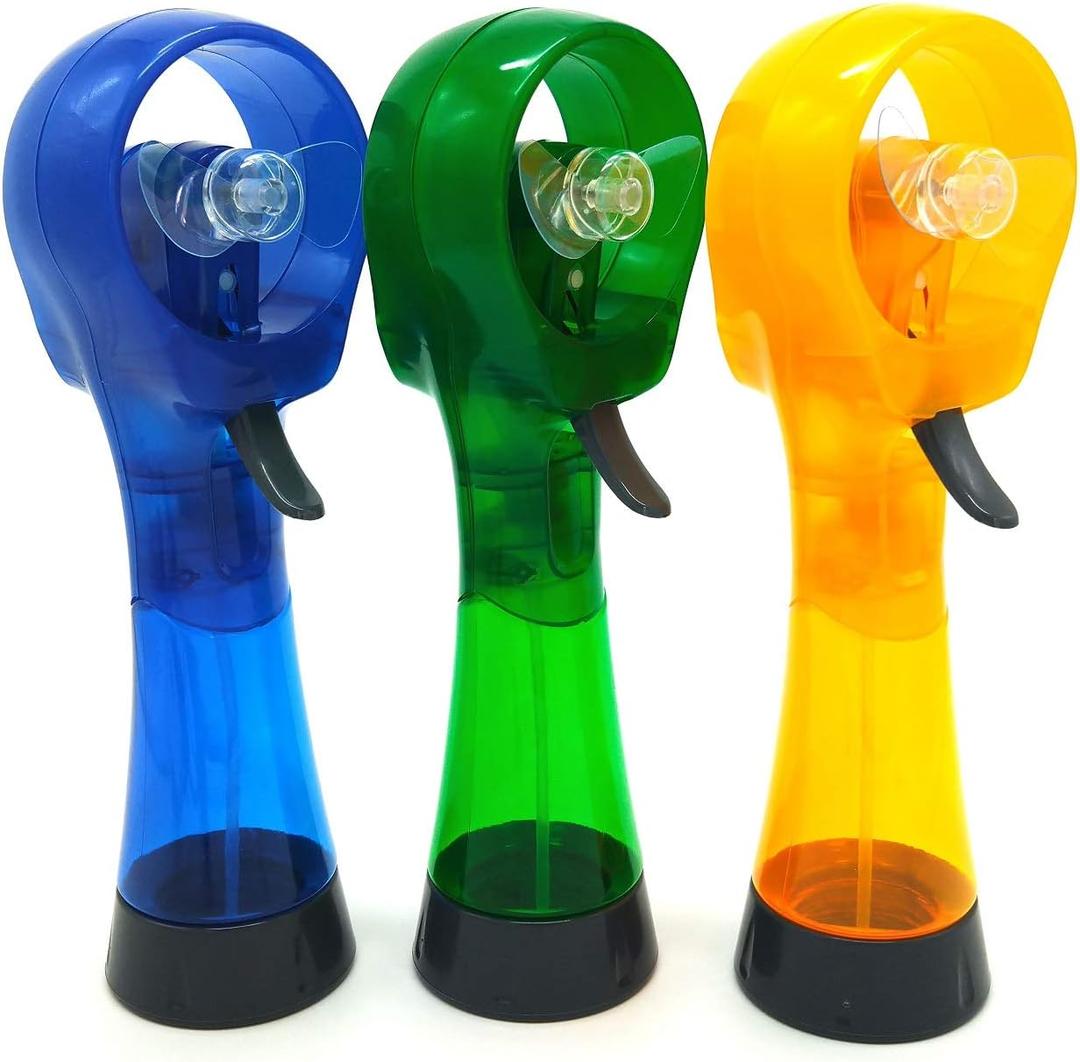 Handheld Water Misting Fan, Mist Spray Fans for Outside Portable, 3 Pack (Sky Blue/Green/Yellow)
