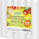 Vacuum Sealer Bags - 8" x 20' (3 Rolls) - Commercial Grade Sous Vide & Food Saver Rolls, Reusable & Resizable, Puncture Protected, Ideal for Cooking & Freezer Storage